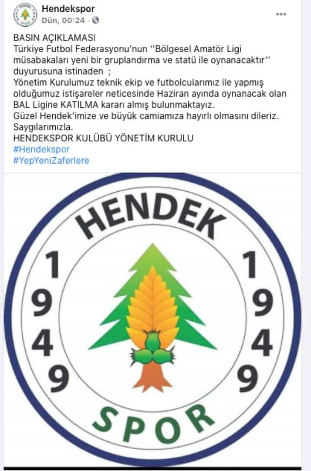 Hendekspor Bal Ligi'ne katılacağını böyle açıkladı..